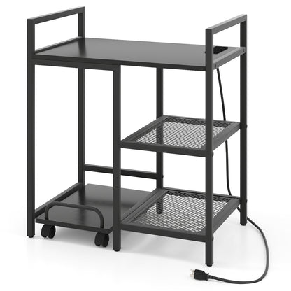 Printer Stand with Charging Station and Storage Shelves, Black Laptop Tables & Printer Stands at Gallery Canada
