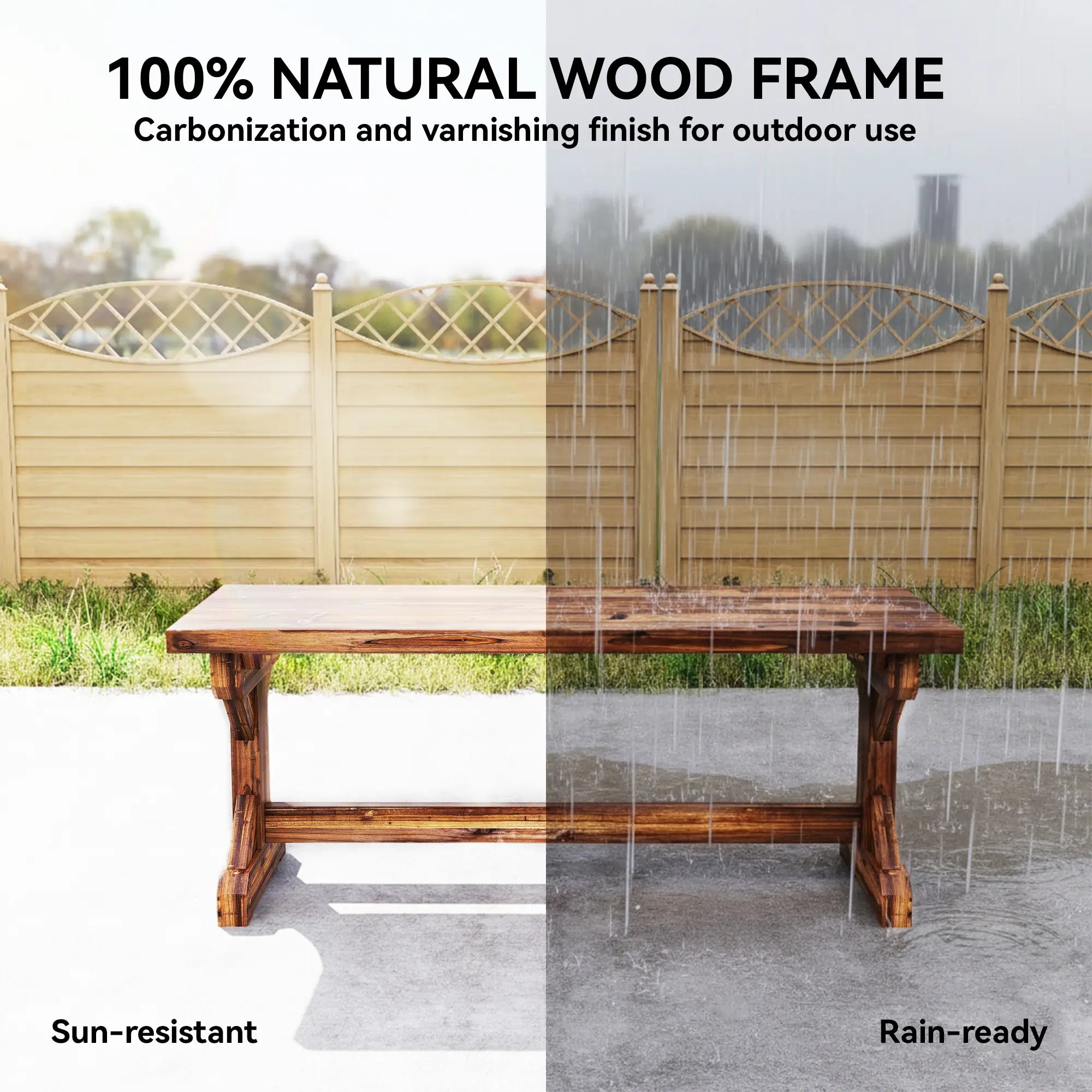 Rustic Wooden Bench, Backless Garden Patio Loveseat, Carbonized Outdoor Benches at Gallery Canada