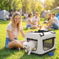 Soft-Sided Pet Carrier Bag for Small Dogs, Light Grey