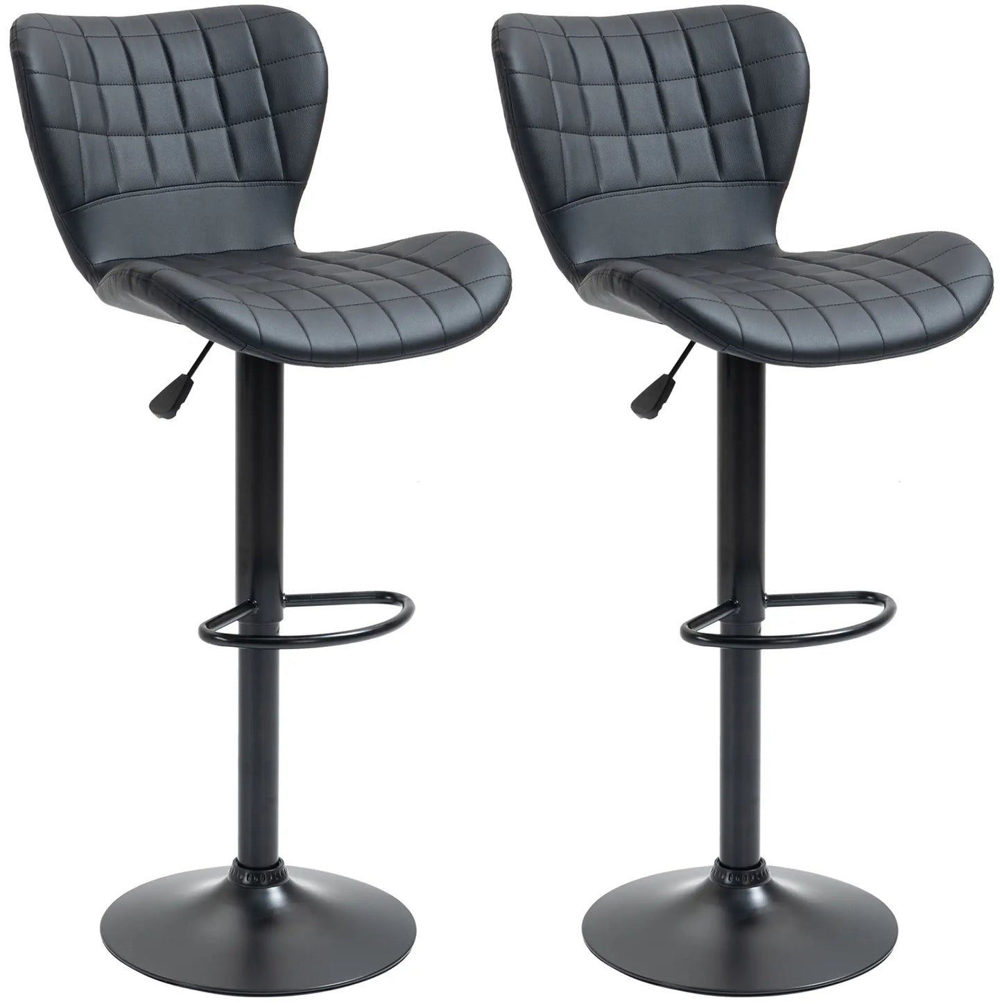 Adjustable Swivel Bar Stools, Set of 2, PU Leather, Black Bar Stools at Gallery Canada
