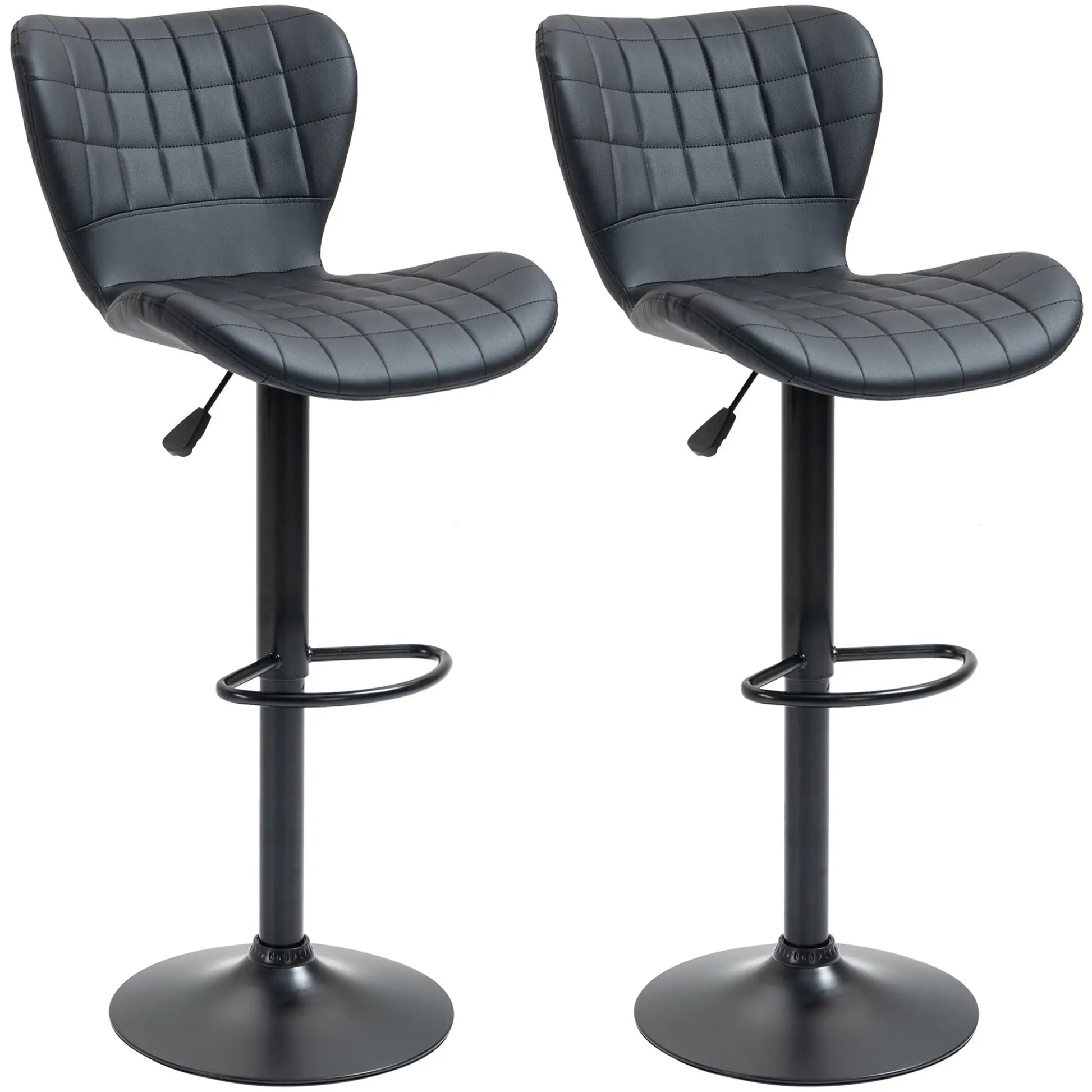 Adjustable Swivel Bar Stools, Set of 2, PU Leather, Black Bar Stools at Gallery Canada