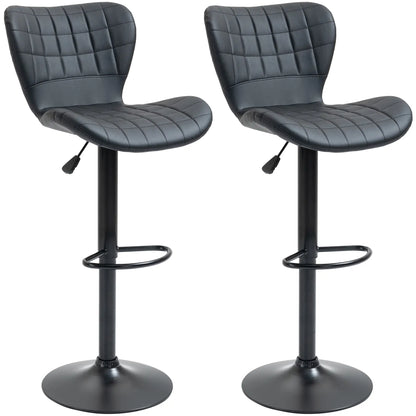 Adjustable Swivel Bar Stools, Set of 2, PU Leather, Black Bar Stools at Gallery Canada