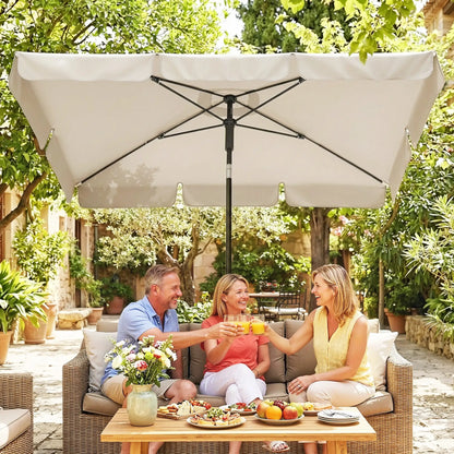 6' x 4' Beige Rectangular Patio Umbrella with Tilt Crank, Beige Sun Umbrellas at Gallery Canada