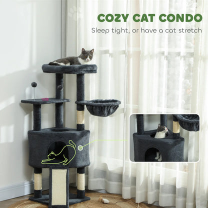 47 Inch Cat Tree, Condo, Bed, Scratching Posts, Hammock, Dark Grey Cat Trees at Gallery Canada