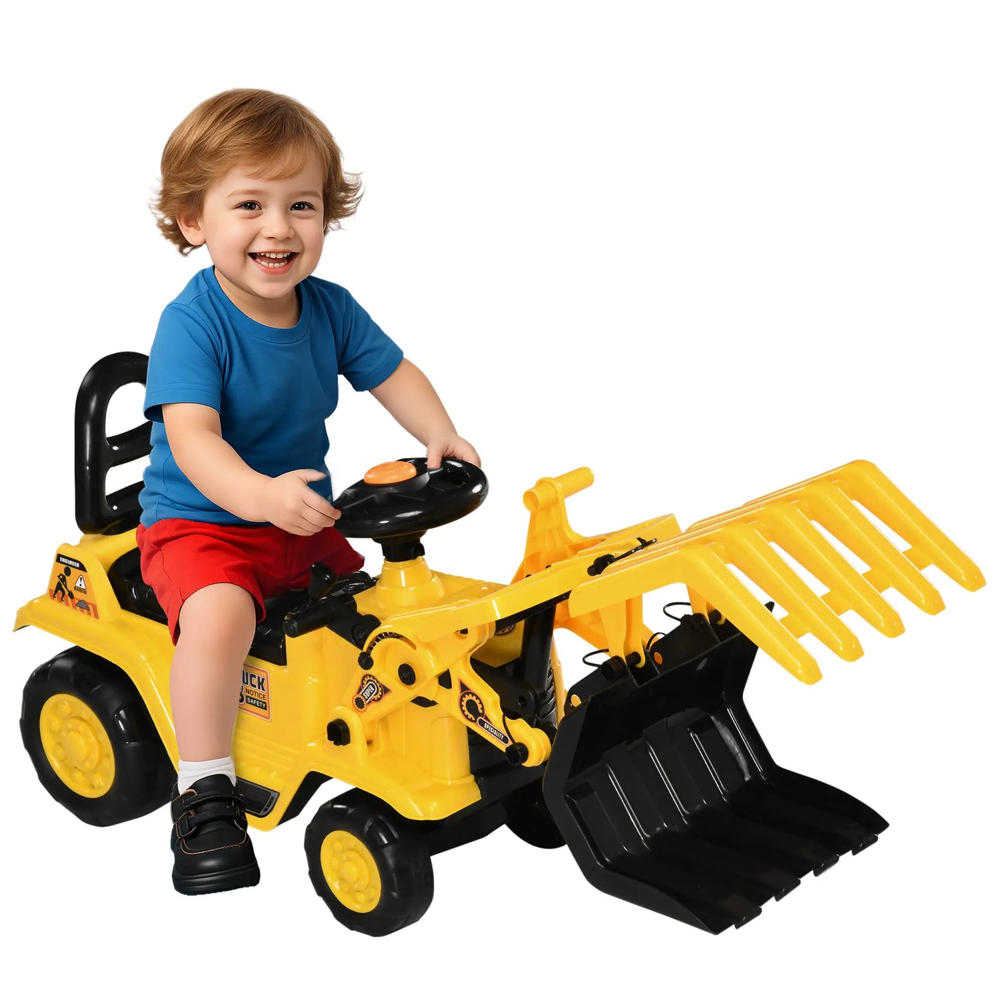 Ride On Excavator Toy, Realistic Sound, 32.7"x10.6"x15.4", Yellow Toy Excavators Yellow, Black at Gallery Canada