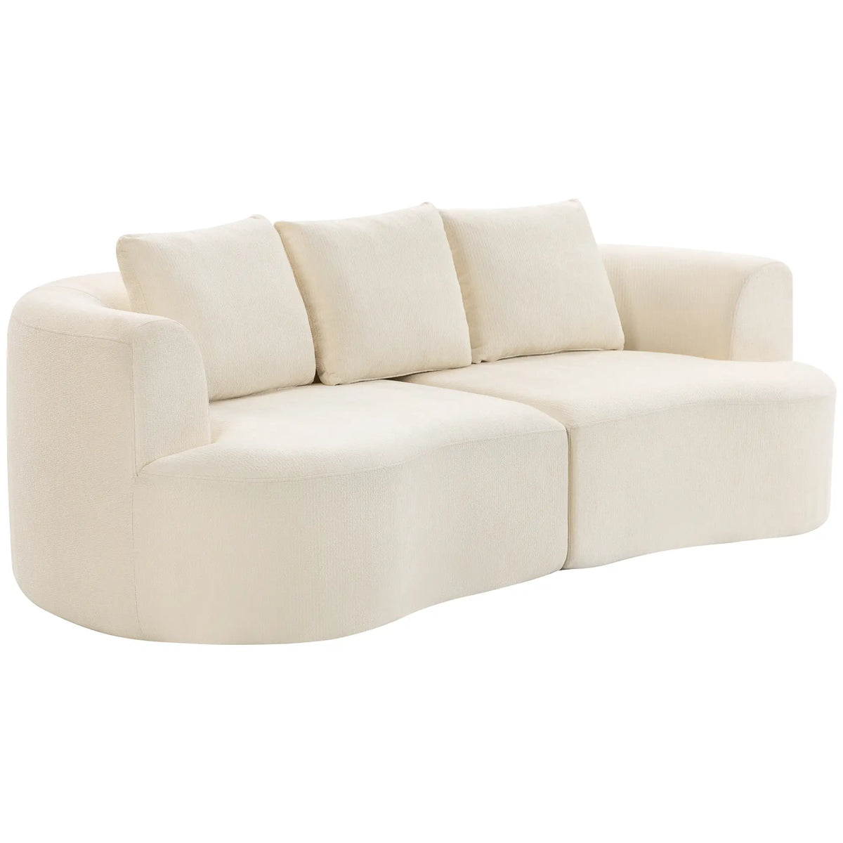 3 Seater Sofa, 102" Cream White, Chenille Couch With Spring Cushions, Cream White 3-Seater Sofas Cream at Gallery Canada