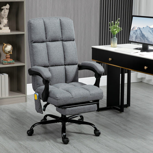 High-Back Vibration Massaging Office Chair, Reclining Office Chair with USB Port, Remote Control, Side Pocket and Footrest, Dark Grey - Gallery Canada