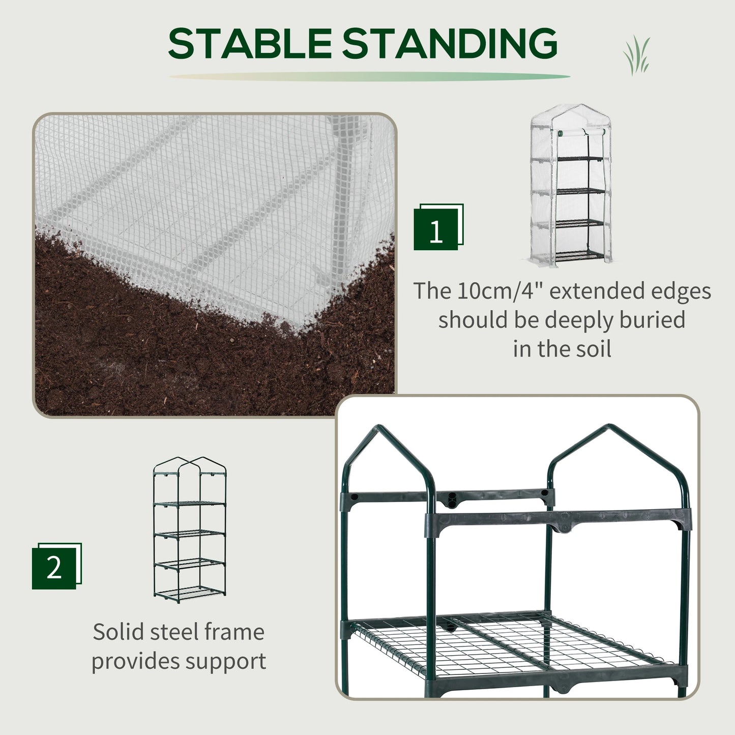 28" x 20" x 63" Portable Greenhouse, 4 Tier Shelves, Steel Frame, PE Cover, White Walk In Greenhouses at Gallery Canada