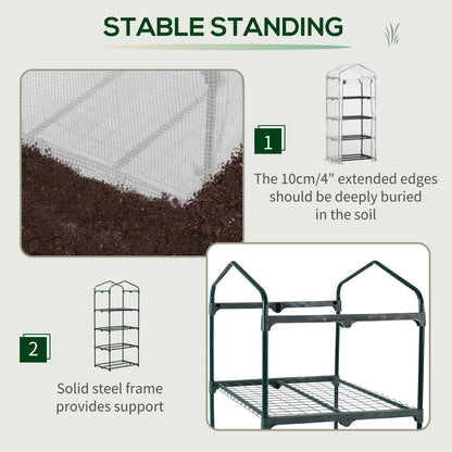 28" x 20" x 63" Portable Greenhouse, 4 Tier Shelves, Steel Frame, PE Cover, White Walk In Greenhouses at Gallery Canada