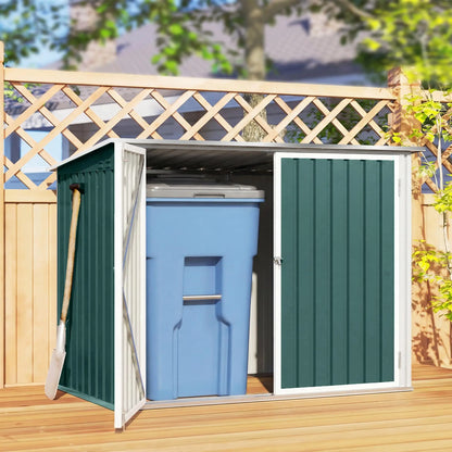 Outdoor Steel Wheelie Trash Can Storage Shed, Double Door Lid Rubbish Cover Sheds at Gallery Canada