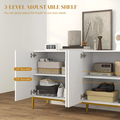 Sideboard Storage Cabinet, Adjustable Shelves, Soft-Close Doors, White Kitchen Pantry Cabinets at Gallery Canada