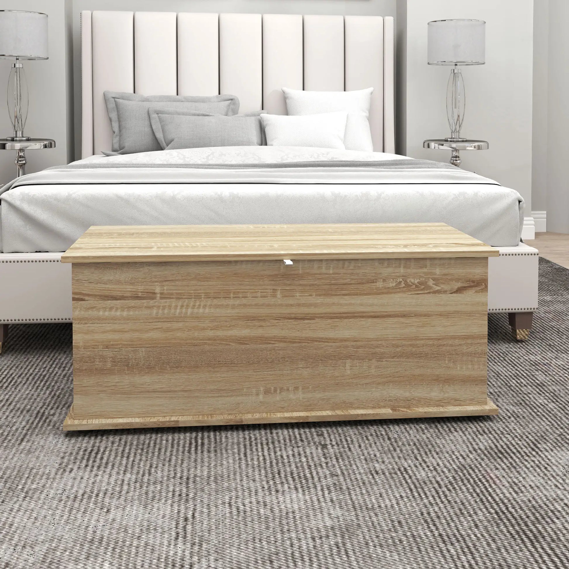 39.5" Storage Chest, Flip-Top Lid, Entryway Bench, Oak Storage Ottomans & Benches at Gallery Canada