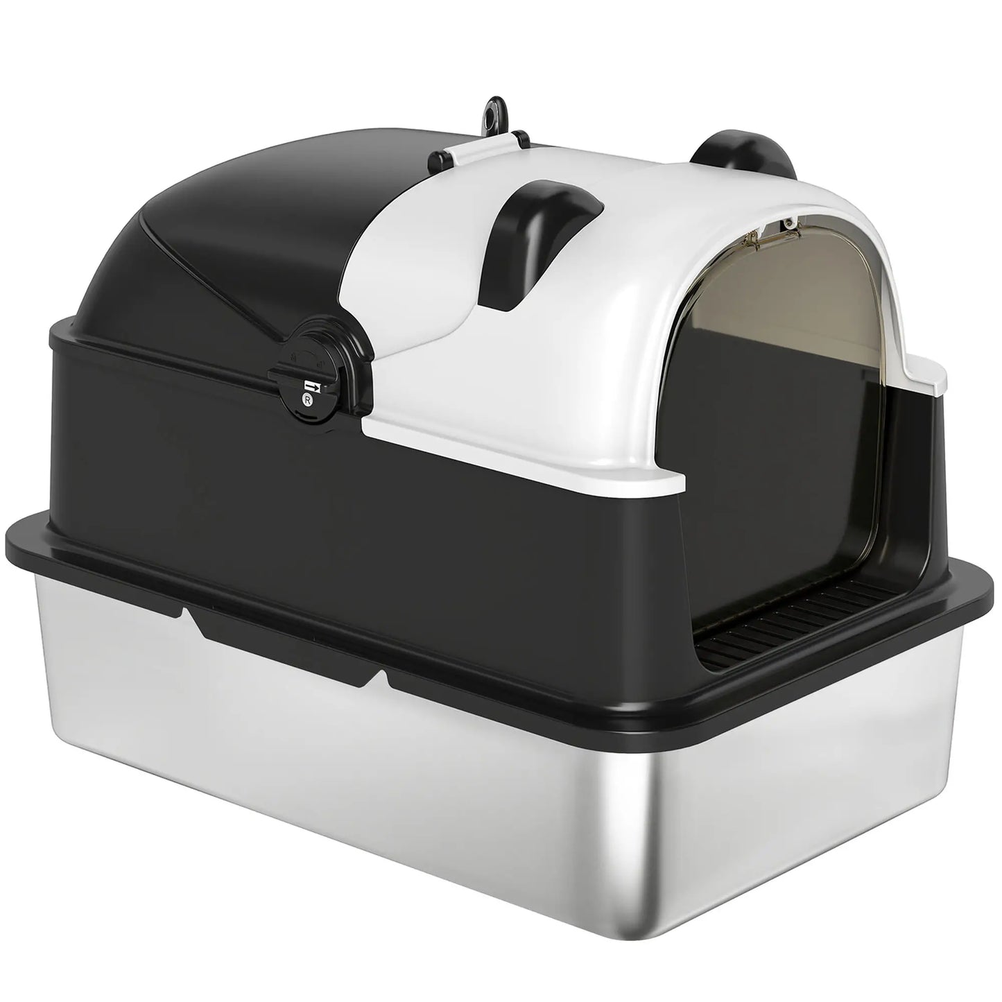 XL Stainless Steel Cat Litter Box with Lid, Scoop, 23.7" x 15.9" x 17.6" Cat Litter Box Enclosures Stainless Steel, Black, White at Gallery Canada