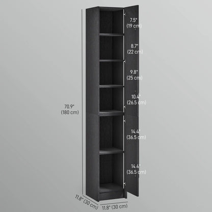 Tall Bathroom Storage Cabinet, Adjustable Shelves, Wood Grain, Black Bathroom Cabinets at Gallery Canada