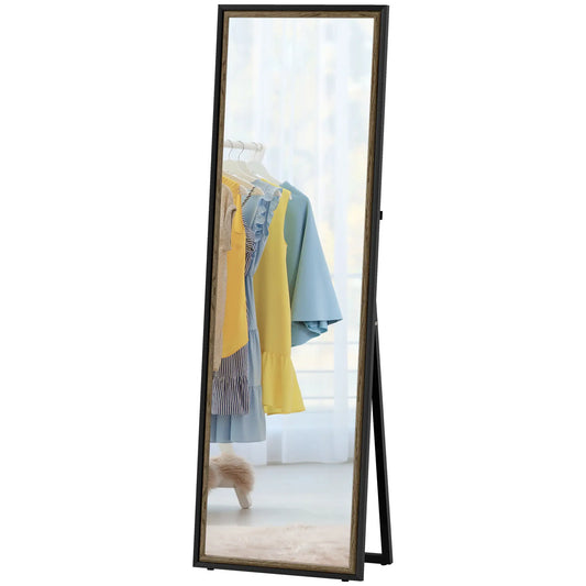 Full Length Mirror, 64" x 21", Dual-Tone Frame, Black