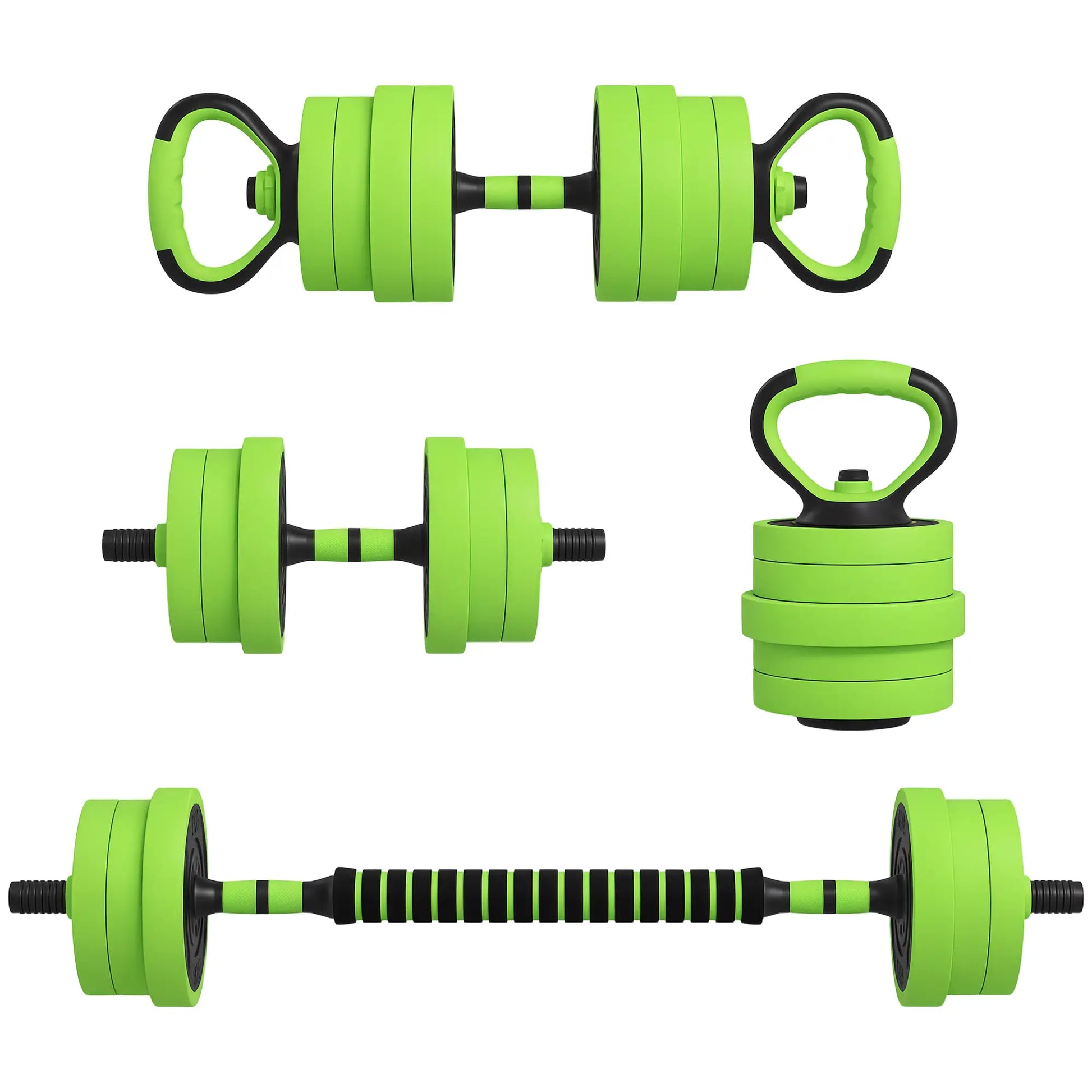 88lbs Adjustable Weight Dumbbell Set, Barbell, Kettlebell, Push Up Stand, Green Dumbbells & Barbells at Gallery Canada