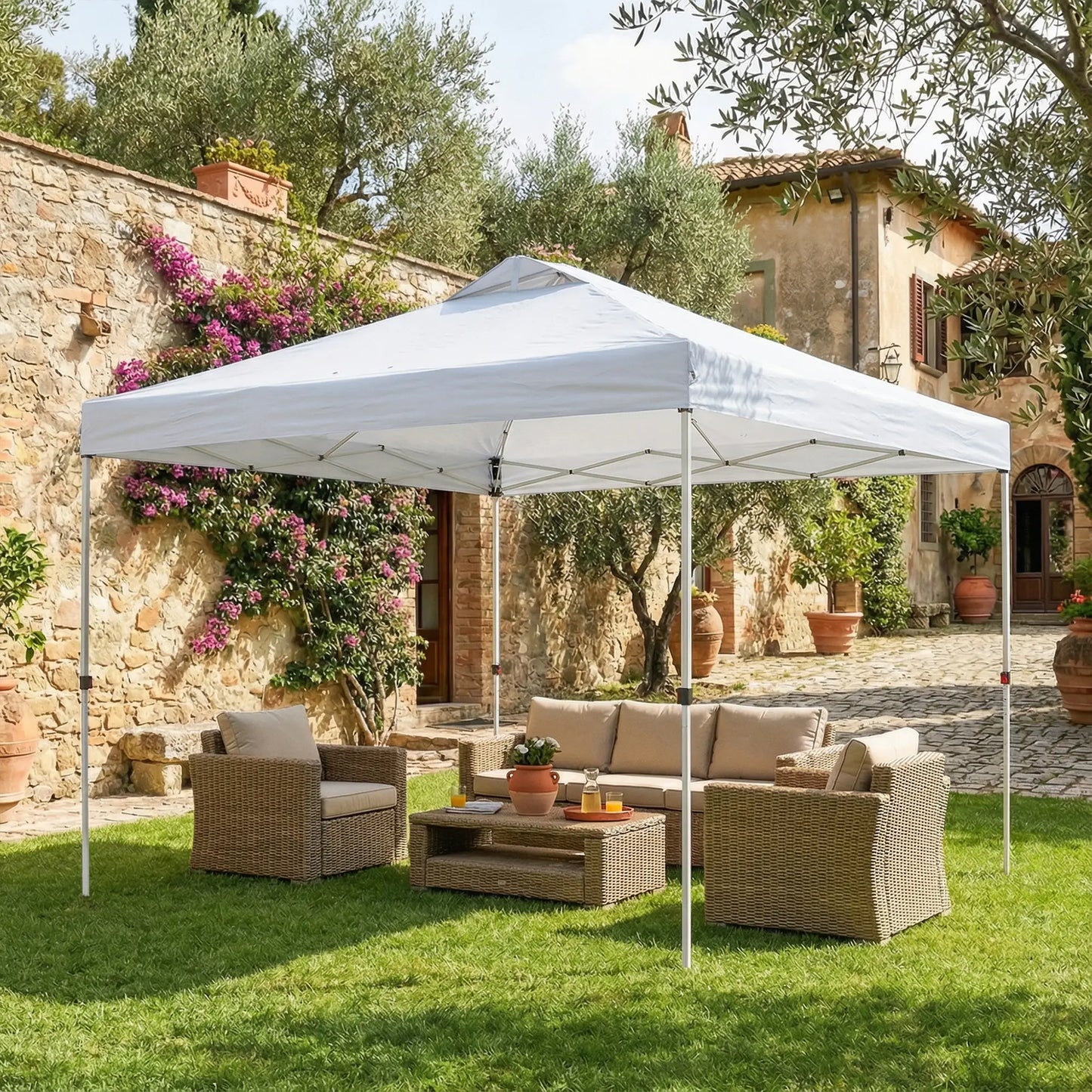 Pop Up Canopy Tent, Waterproof, 9.8' x 9.8', With Carrying Bag, White Pop Up Canopies at Gallery Canada