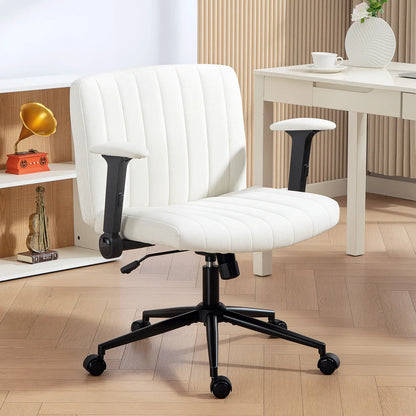 Criss Cross Chair with Flip-up Armrests, Wheels, Adjustable Height, Tilting, Cream White Task Chairs at Gallery Canada