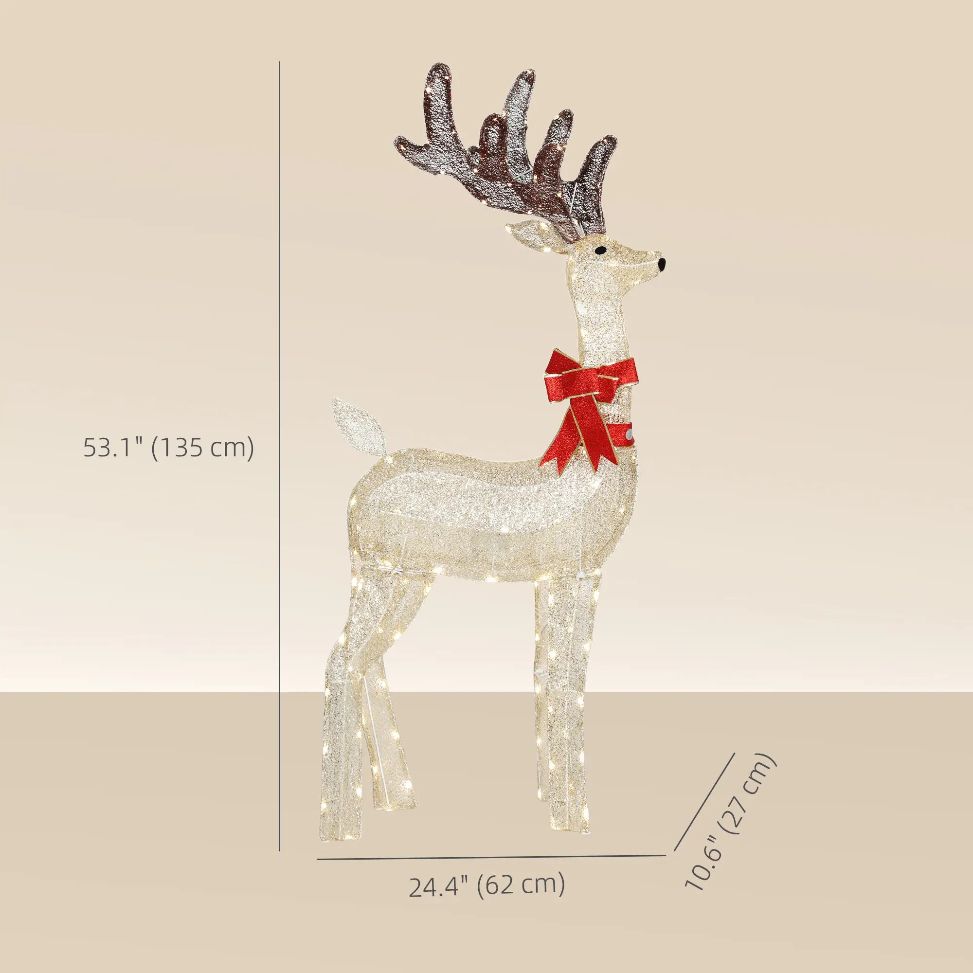 4.4FT Lighted Christmas Deer, Rotating Head, 123 LED Lights, Outdoor Waterproof Christmas Decorations at Gallery Canada