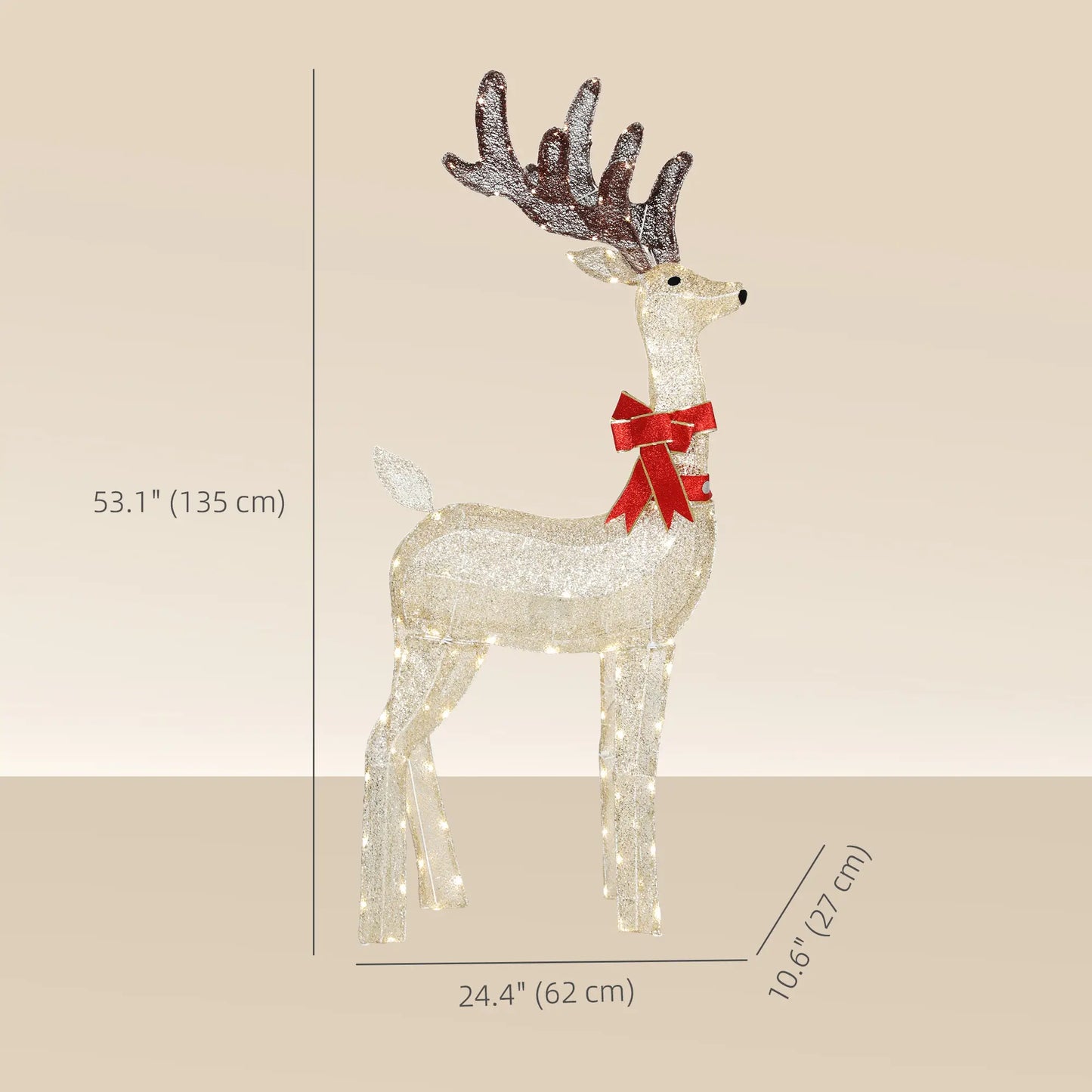 4.4FT Lighted Christmas Deer, Rotating Head, 123 LED Lights, Outdoor Waterproof Christmas Decorations at Gallery Canada