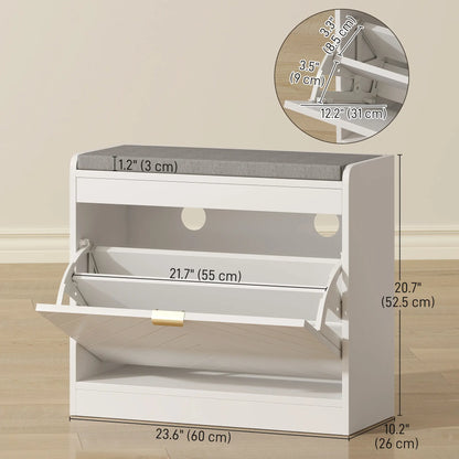 Shoe Storage Bench with Flip Drawer, Vent, Seat, Holds 5 Pairs Shoe Storage Cabinets & Racks at Gallery Canada