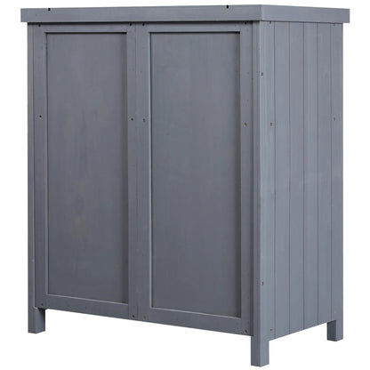 Outdoor Garden Storage Cabinet, Galvanized Top, Two Shelves, Grey Sheds at Gallery Canada