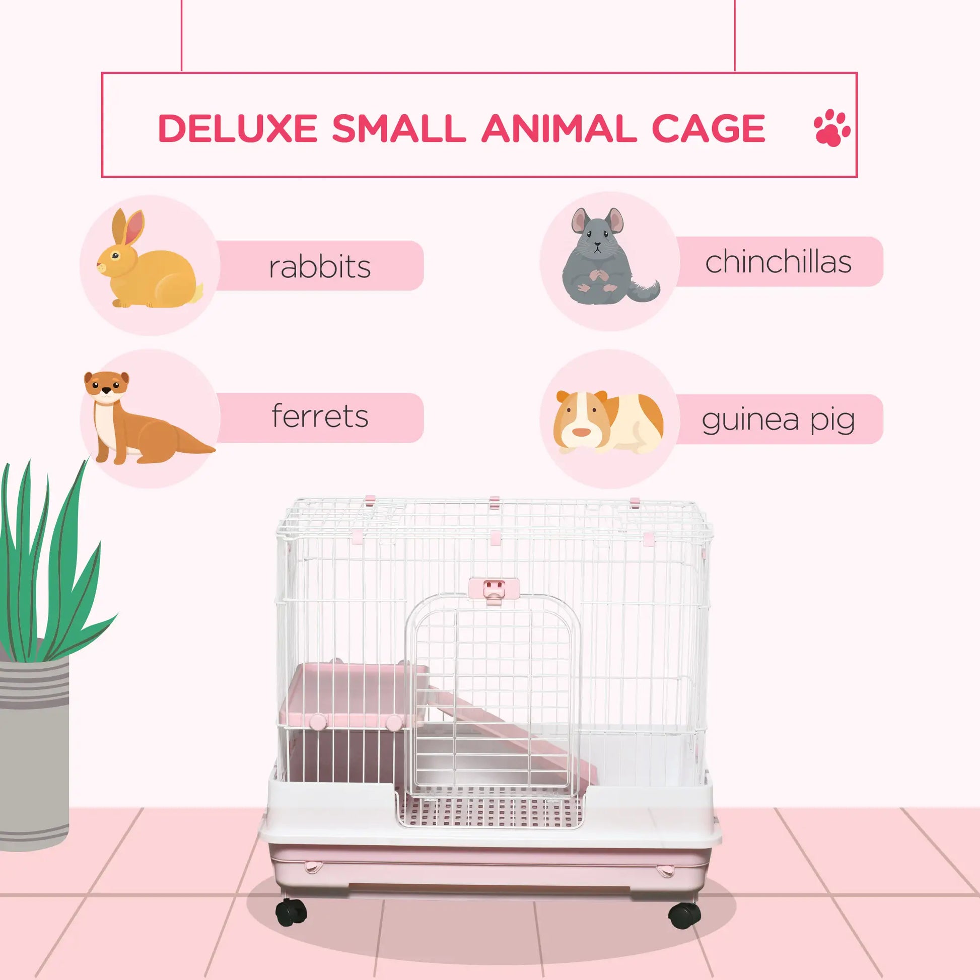 32"L 2-Level Small Animal Cage, Universal Lockable Wheels, Pink Houses & Habitats at Gallery Canada