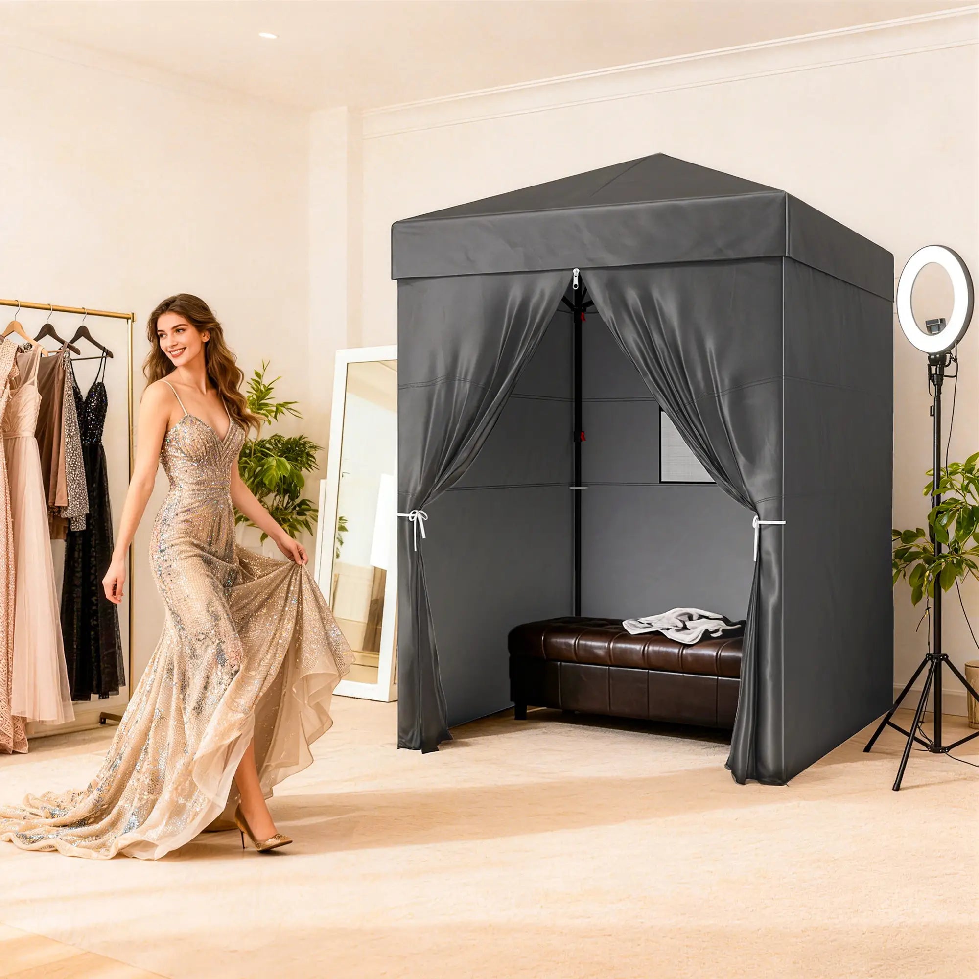 5 x 5 ft Compact Pop Up Canopy Tent, UPF 50+ Changing Room, Portable Instant Privacy Canopy, Dark Grey Pop Up Canopies at Gallery Canada