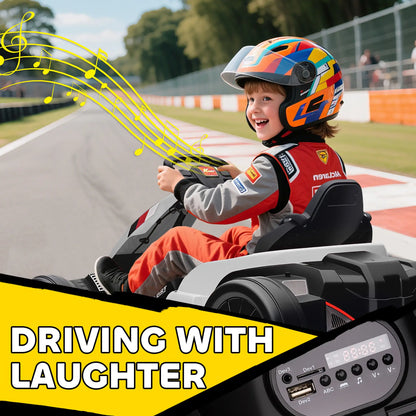 24V Electric Go Kart, Dual 150W Motors, Adjustable Seat, 11.2MPH, White Electric Ride-On Toys at Gallery Canada