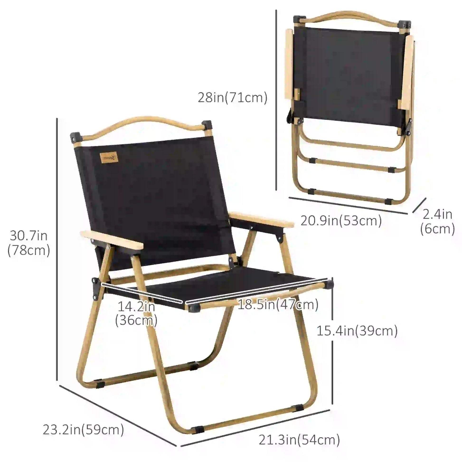 Set of 2 Lightweight Folding Camping Chairs, Portable, Black Picnic Tables & Camping Chairs at Gallery Canada