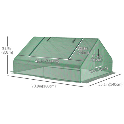 71" x 55" x 32" Mini Greenhouse, Portable Hot House for Plants, 2 Large Windows, Ground Nails, Green Mini Greenhouses at Gallery Canada