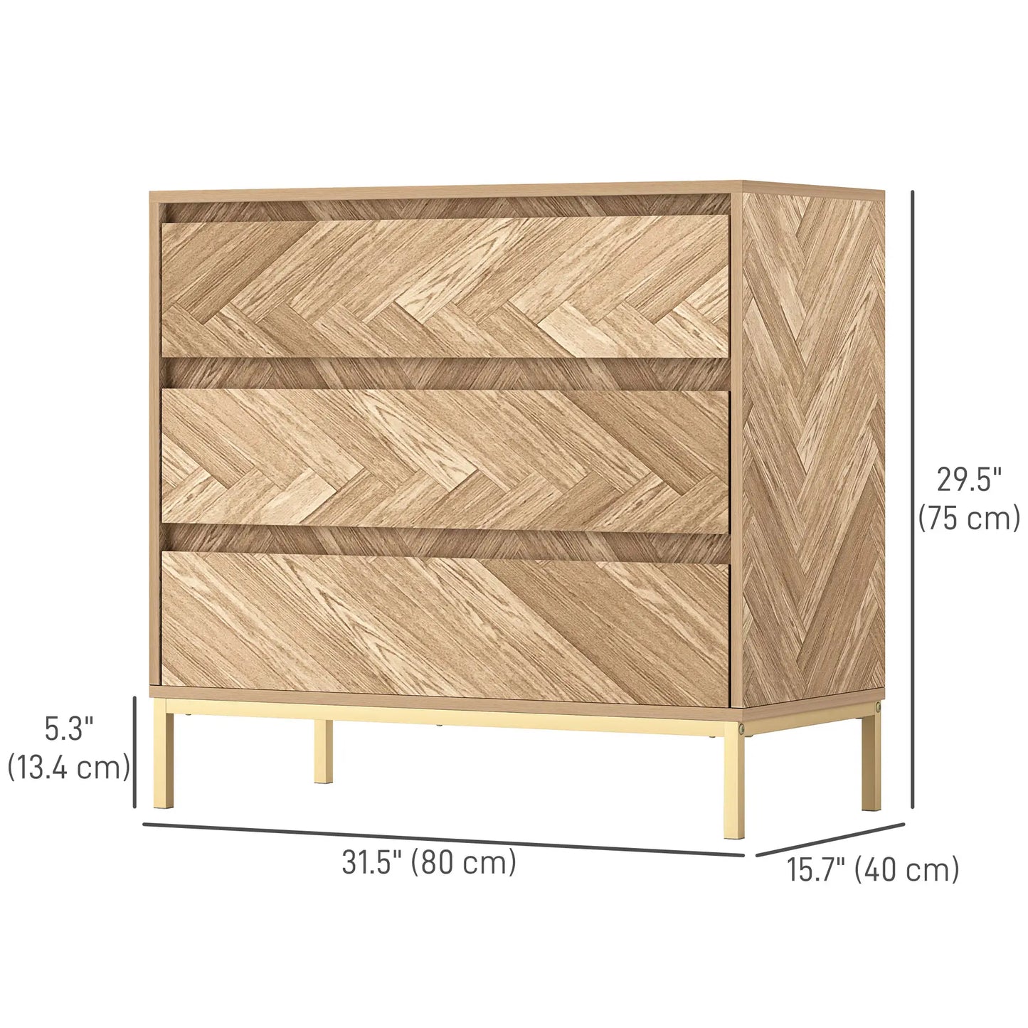3 Drawer Storage Cabinet, Anti-Tip Design, for Bedroom, Living Room, Nature Wood Storage Cabinets at Gallery Canada