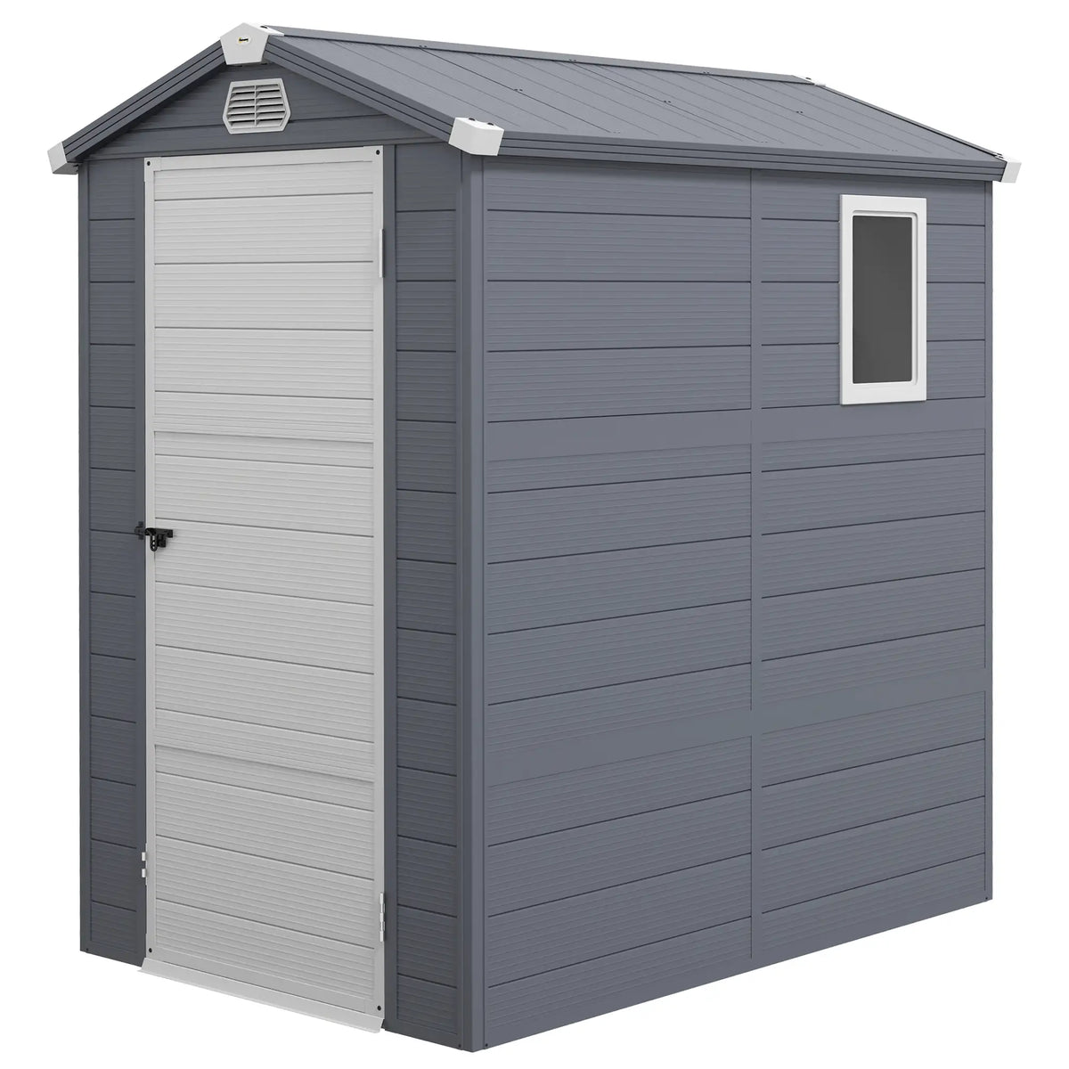 4.5' x 6' Plastic Garden Storage Shed, Latch Door, Vents, Dark Grey Sheds at Gallery Canada