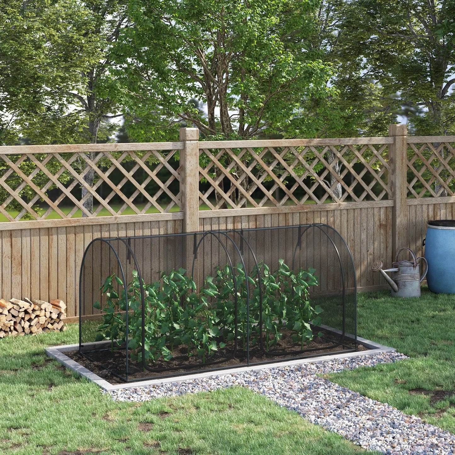 8' x 4' Crop Cage, Garden Plant Protector, 2 Zippered Doors, 6 Stakes, Black Walk In Greenhouses at Gallery Canada