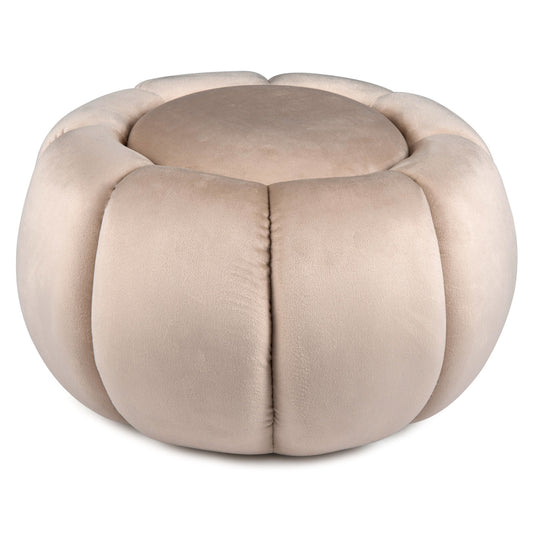 Pumpkin Ottoman, Hidden Storage, Removable Lid, Beige Ottomans Beige at Gallery Canada