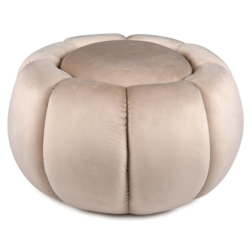 Pumpkin Ottoman, Hidden Storage, Removable Lid, Beige
