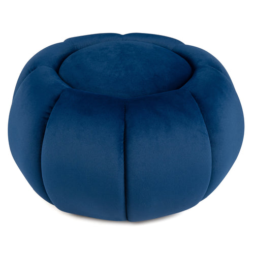 Pumpkin Ottoman, Hidden Storage, Removable Lid, Blue