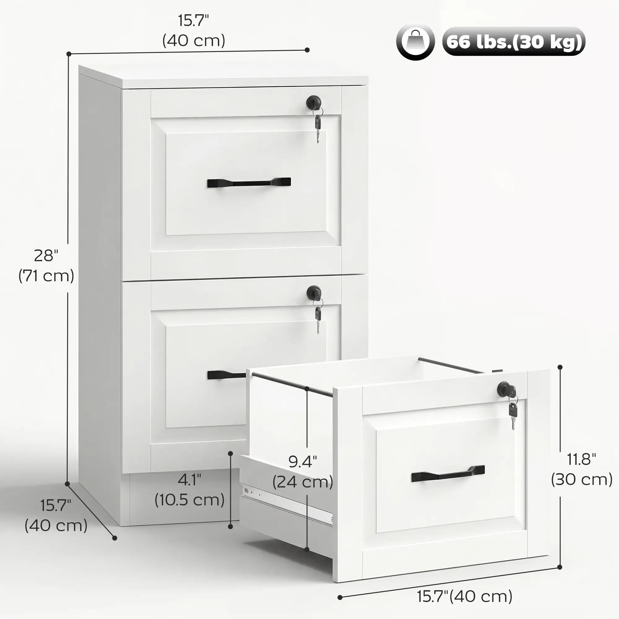 2 Drawer File Cabinet With Lock, Vertical Filing Cabinet, White Office Cabinets & Cupboards at Gallery Canada