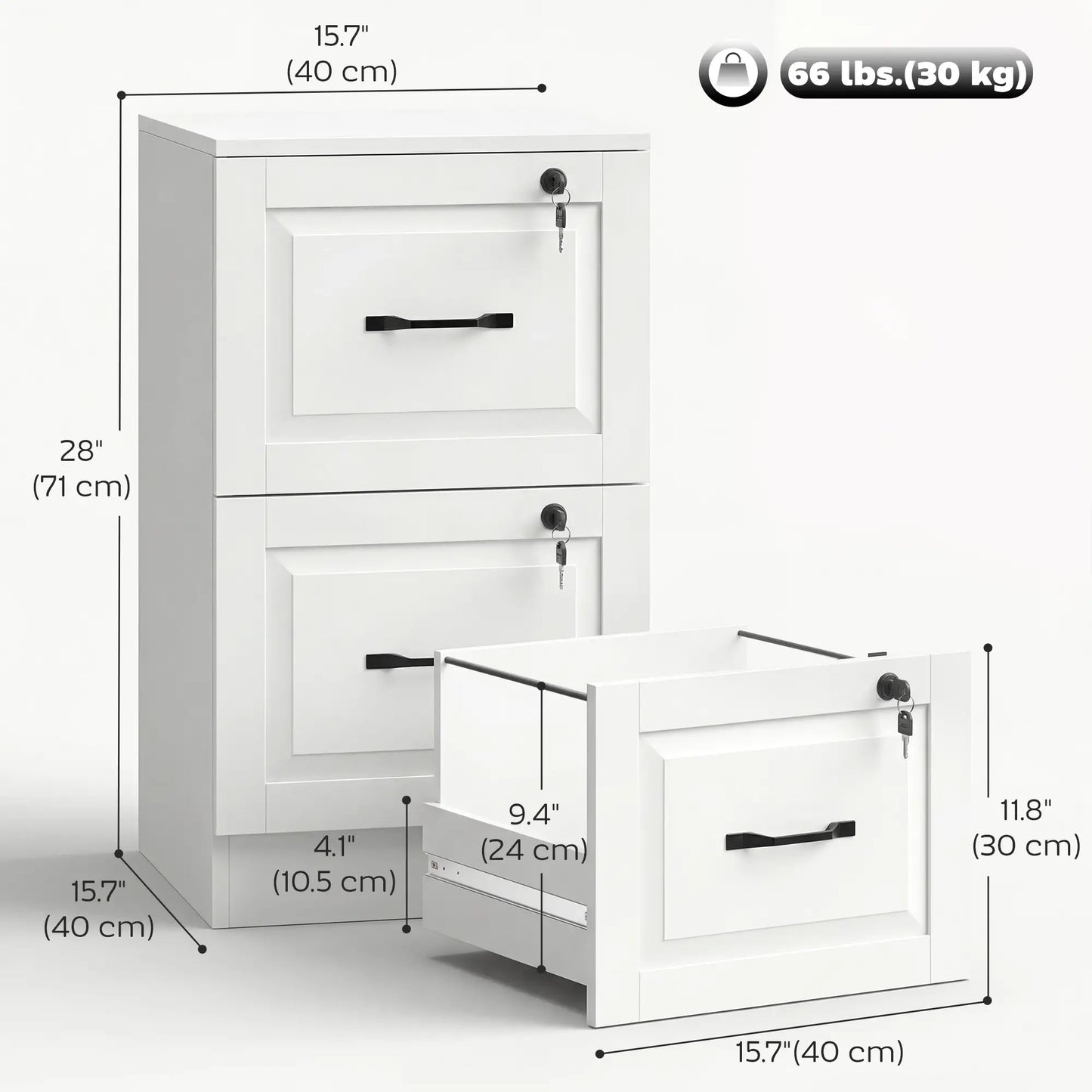 2 Drawer File Cabinet With Lock, Vertical Filing Cabinet, White Office Cabinets & Cupboards at Gallery Canada