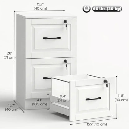 2 Drawer File Cabinet With Lock, Vertical Filing Cabinet, White Office Cabinets & Cupboards at Gallery Canada