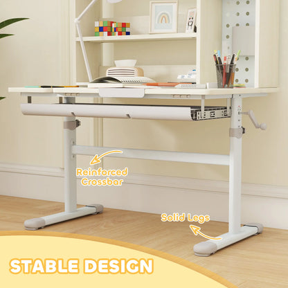 Kids Desk, Height Adjustable, Tilted Desktop, Storage, Drawer, Pegboard, 3-12 Years Kids Desk Sets at Gallery Canada