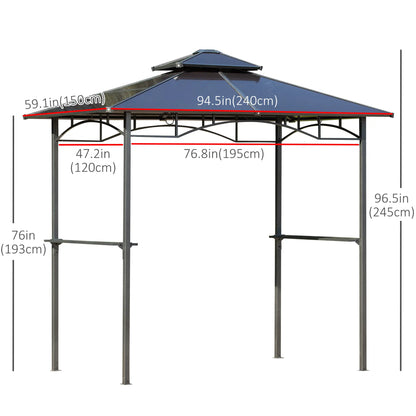 8' x 5' Hardtop Grill Gazebo, Aluminum BBQ Canopy, Outdoor With Side Shelves BBQ Grill Gazebos at Gallery Canada