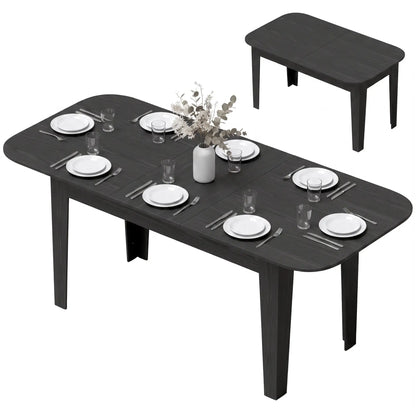 Extendable Oval Dining Table for 4-6, Farmhouse Kitchen Table, Black, Black
