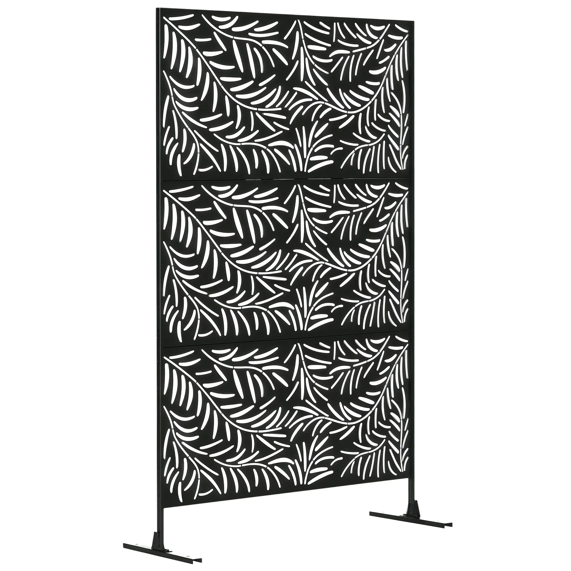 Metal Outdoor Privacy Screen, Willow Branch Style, Freestanding Panel for Garden Deck Pool Side Awnings Black at Gallery Canada