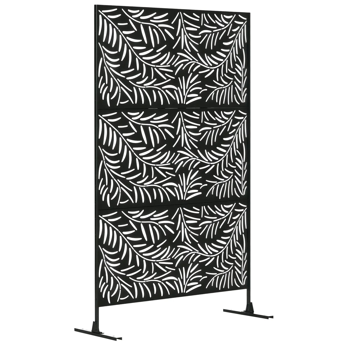 Metal Outdoor Privacy Screen, Willow Branch Style, Freestanding Panel for Garden Deck Pool Side Awnings Black at Gallery Canada