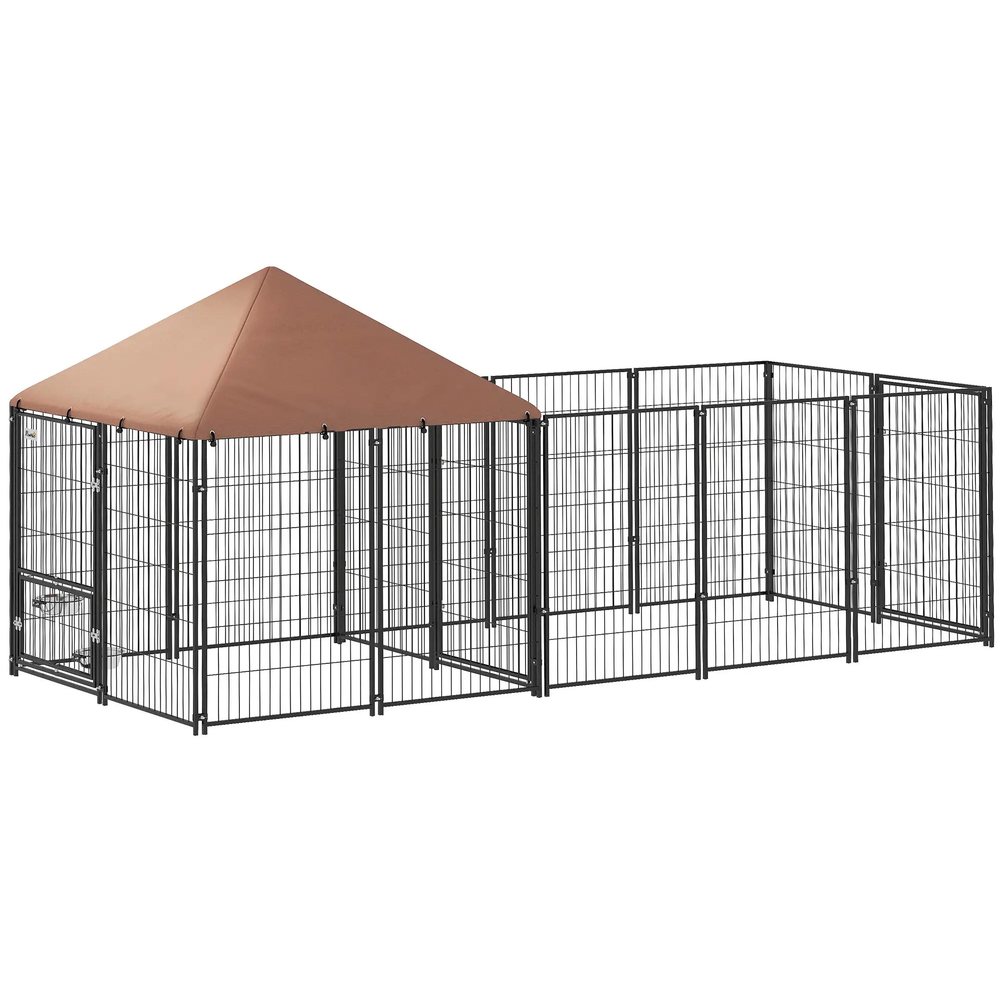 Outdoor Dog Kennel, Rotating Adjustable Bowls, Waterproof UV Cover, 11.3' x 4.7' x 5.1' Houses, Kennels & Pens at Gallery Canada