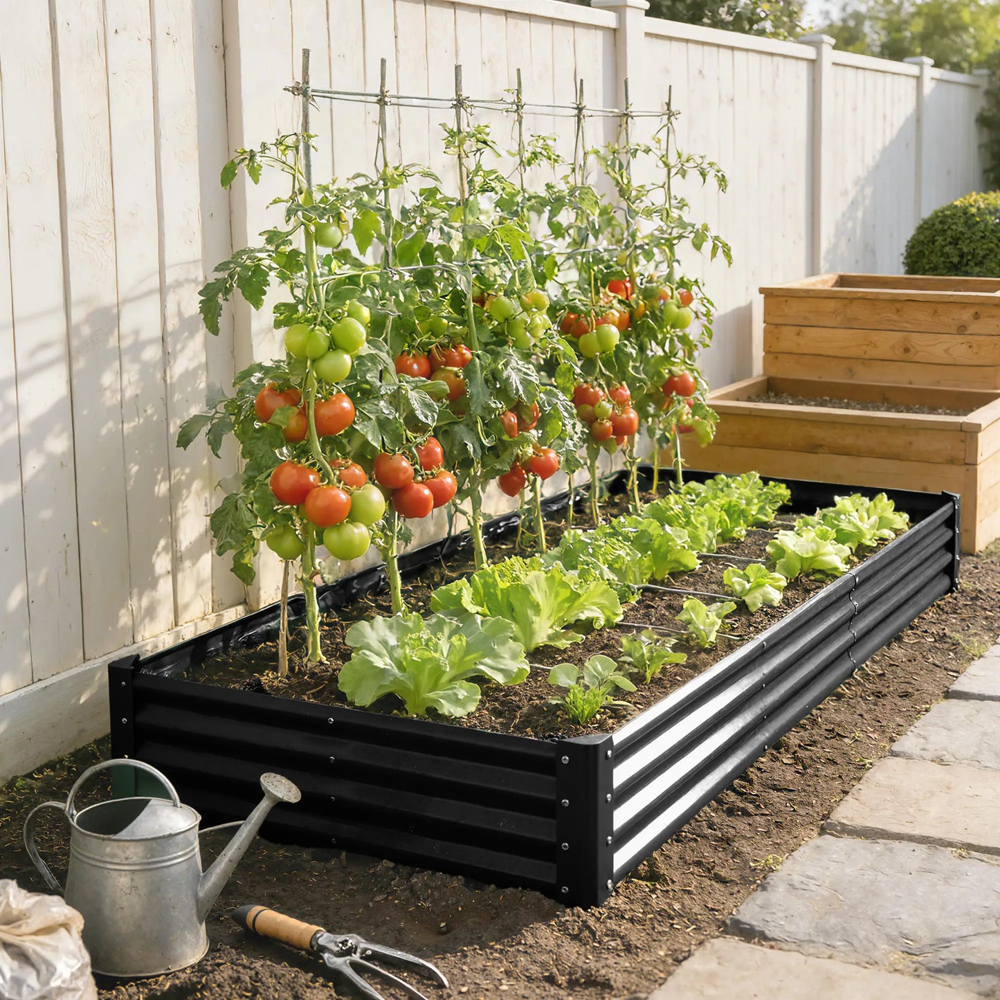 12x4x1ft Galvanized Raised Garden Bed, Reinforced Outdoor Planter Box, Black Galvanized Planter Boxes at Gallery Canada