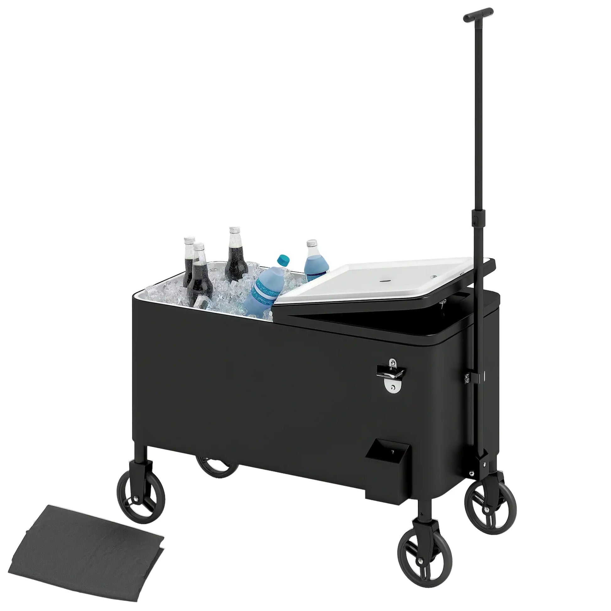 80-Qt Outdoor Cooler Cart, Rolling Ice Chest, Adjustable Handle, Wheels, Black Cooler Boxes at Gallery Canada