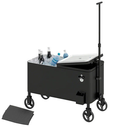 80-Qt Outdoor Cooler Cart, Rolling Ice Chest, Adjustable Handle, Wheels, Black Cooler Boxes at Gallery Canada