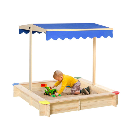Kids Wooden Sandbox With Cover, 47